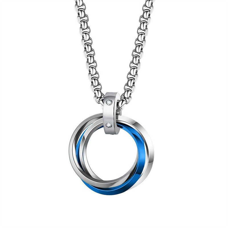 Mens Dog Tag Necklace - 1Pcs Necklace For Men Hip-hop Three-ring