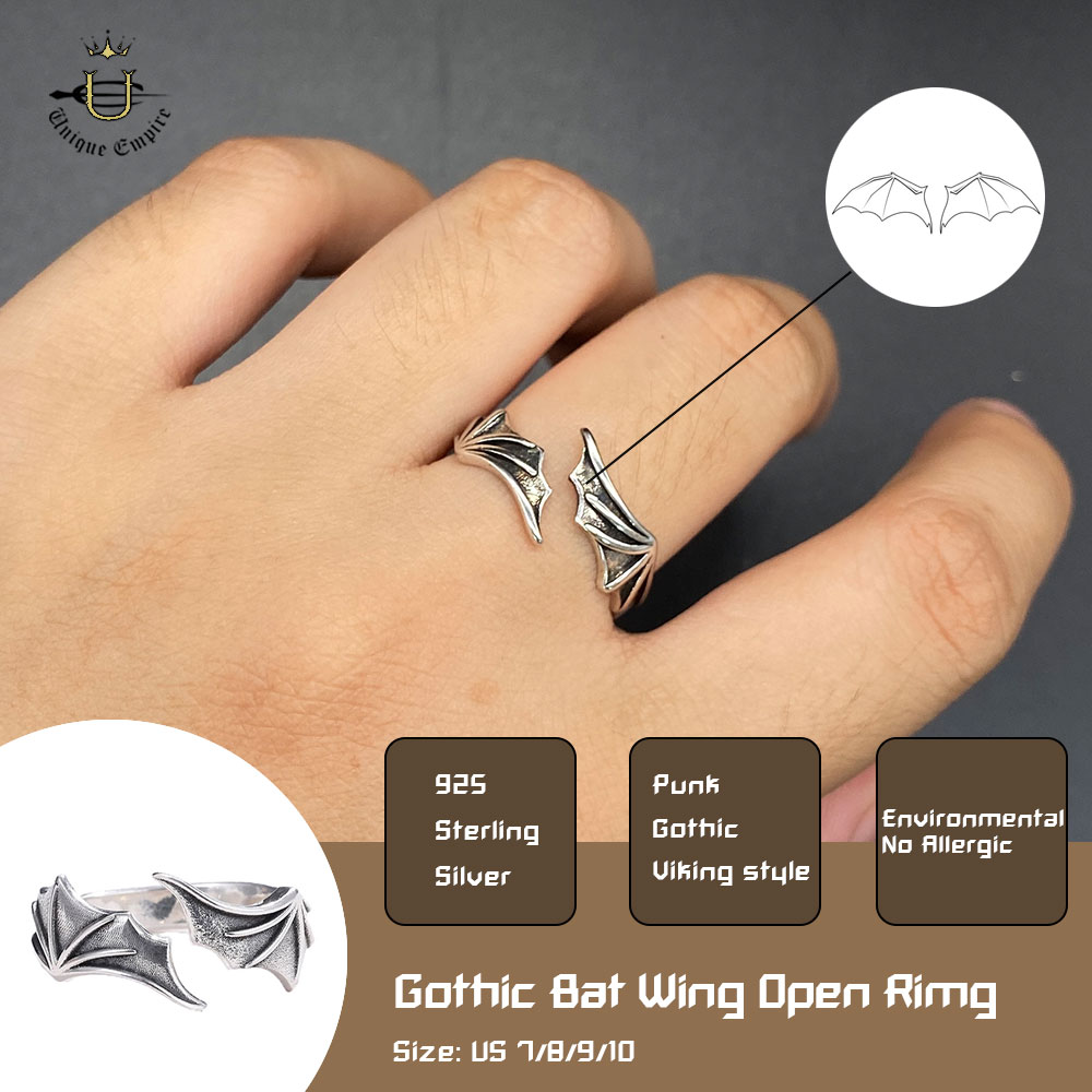 Gothic Bat Wing Ring with Skul - Gothic Skull Ring ulasan dan harga