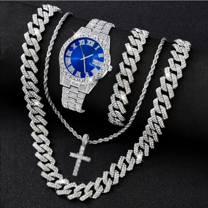 3/4PCS Hip Hop Iced Out Men's  - Icebox Jewelry Watches ulasan dan harga