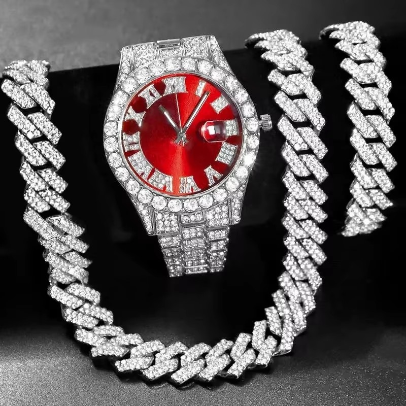 3/4PCS Hip Hop Iced Out Men's  - Icebox Jewelry Watches ulasan dan harga