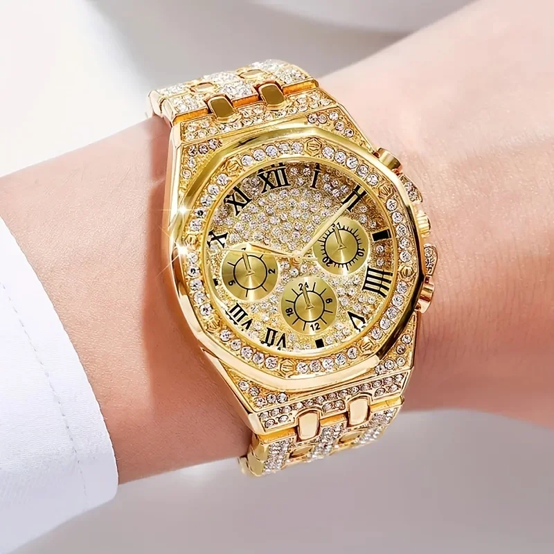 Luxury Octagonal Bezel Iced Qu - Icebox Jewelry Watches ulasan dan harga