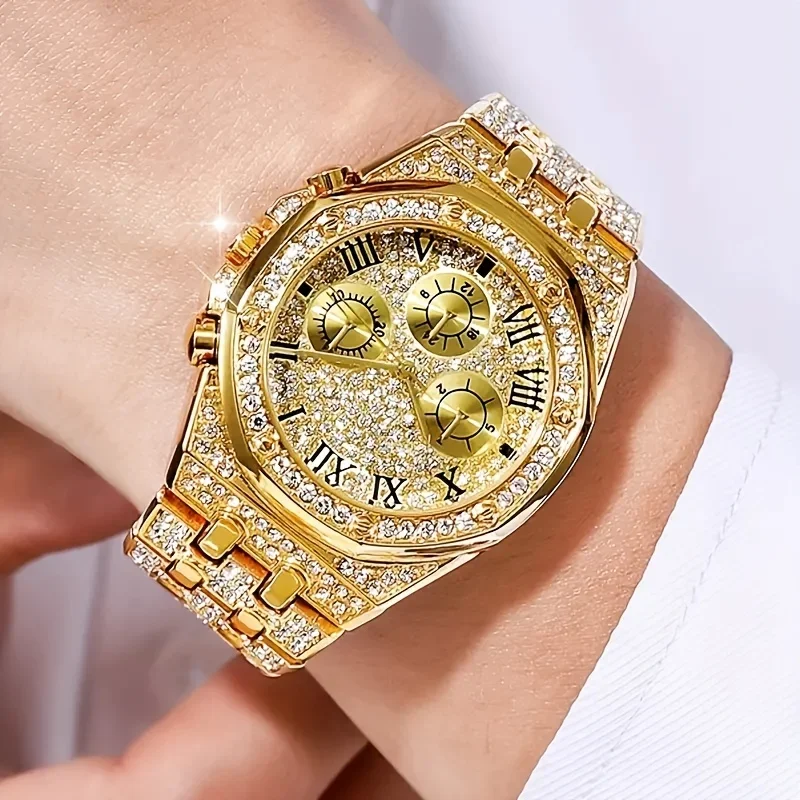 Luxury Octagonal Bezel Iced Qu - Icebox Jewelry Watches ulasan dan harga