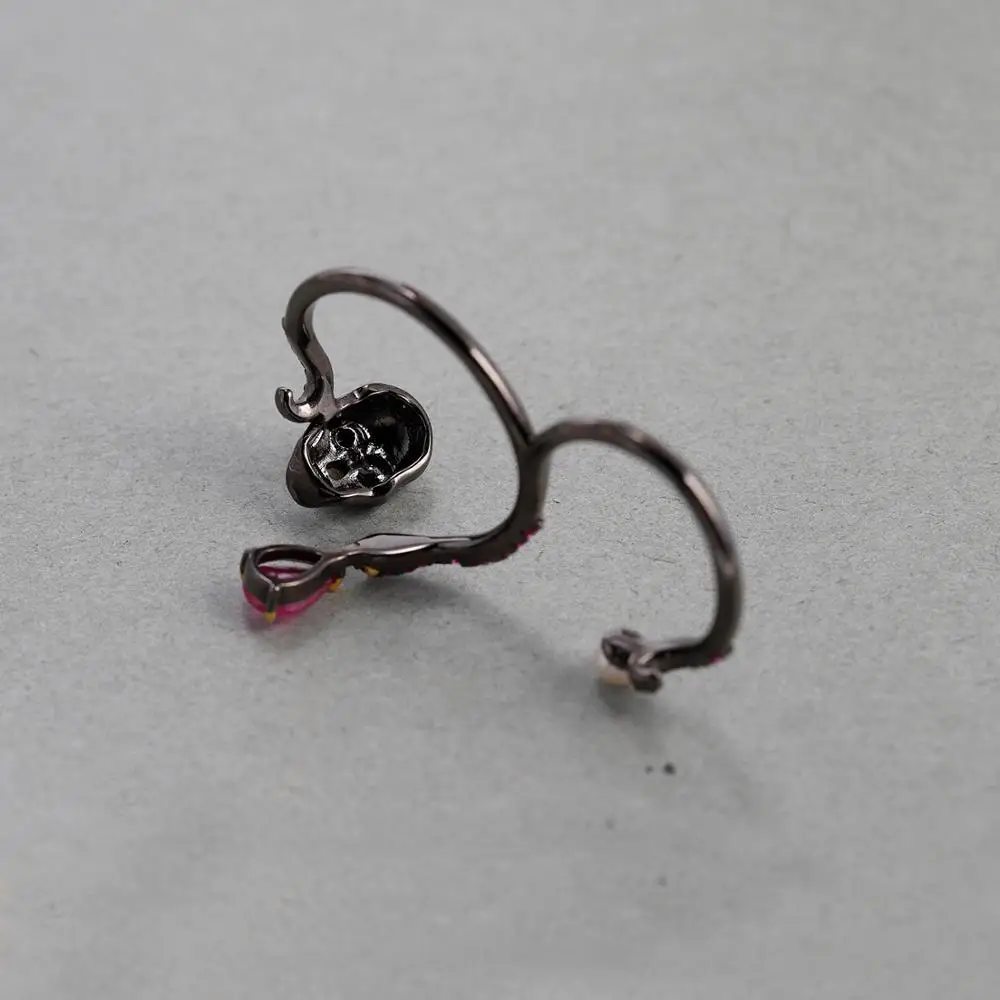 GEM'S BALLET Natural Ruby Gems - Gothic Skull Ring ulasan dan harga