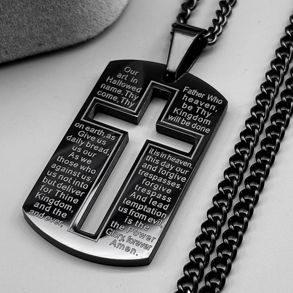 Christian Bible Cross Dog Tag  - Mens Dog Tag Necklace ulasan dan harga
