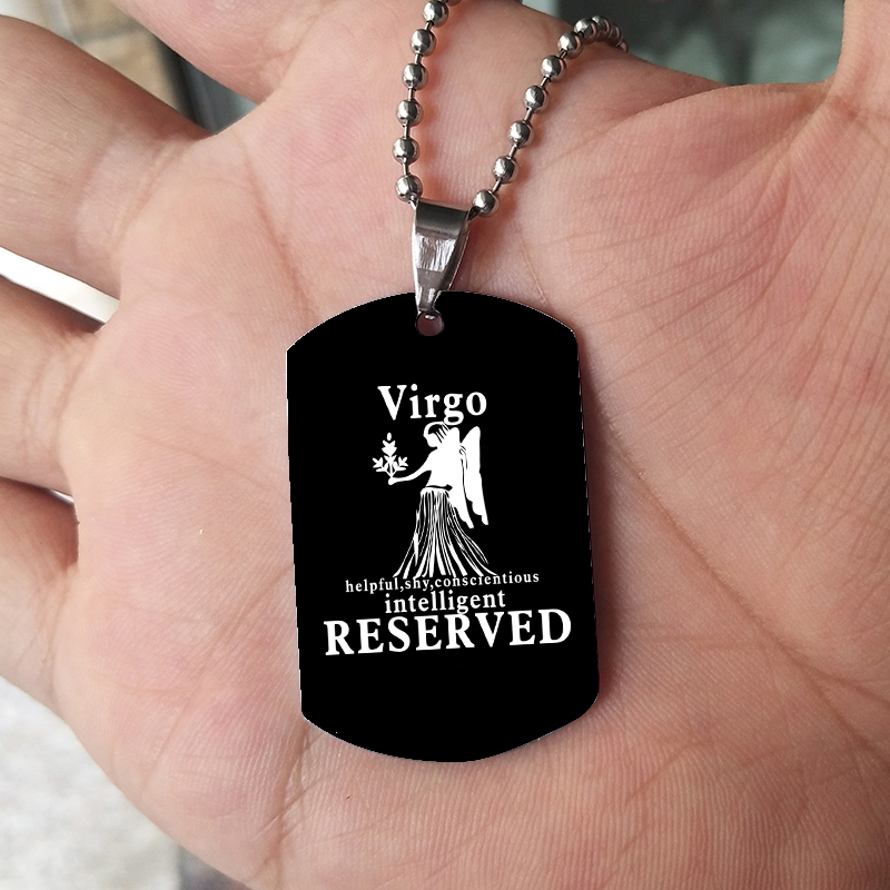 12 Zodiac Signs Necklace For M - Mens Dog Tag Necklace ulasan dan harga