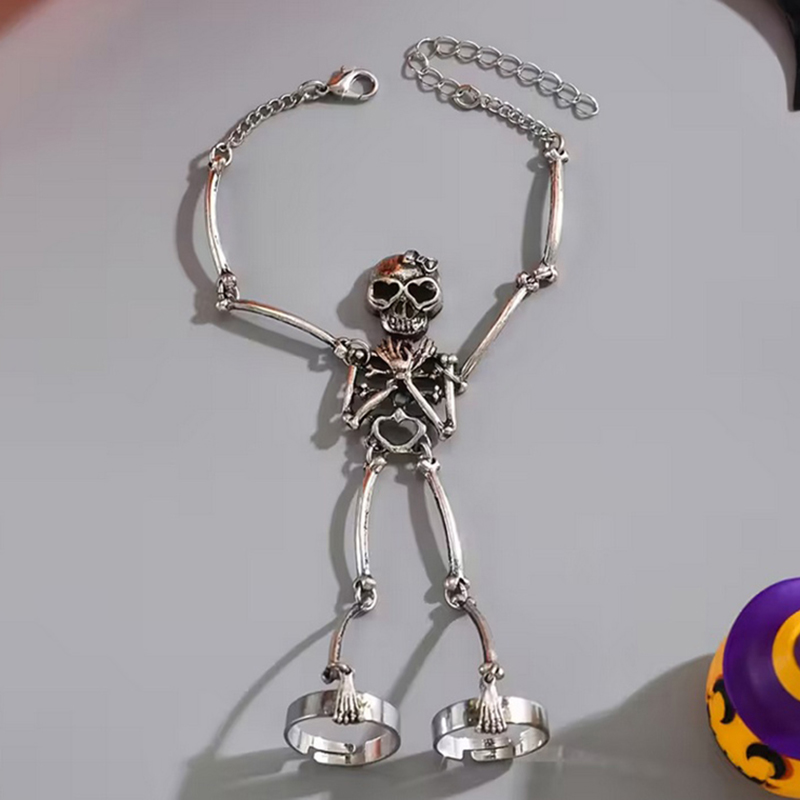 1PC Skeleton Hand Bracelet Hal - Gothic Skull Ring ulasan dan harga
