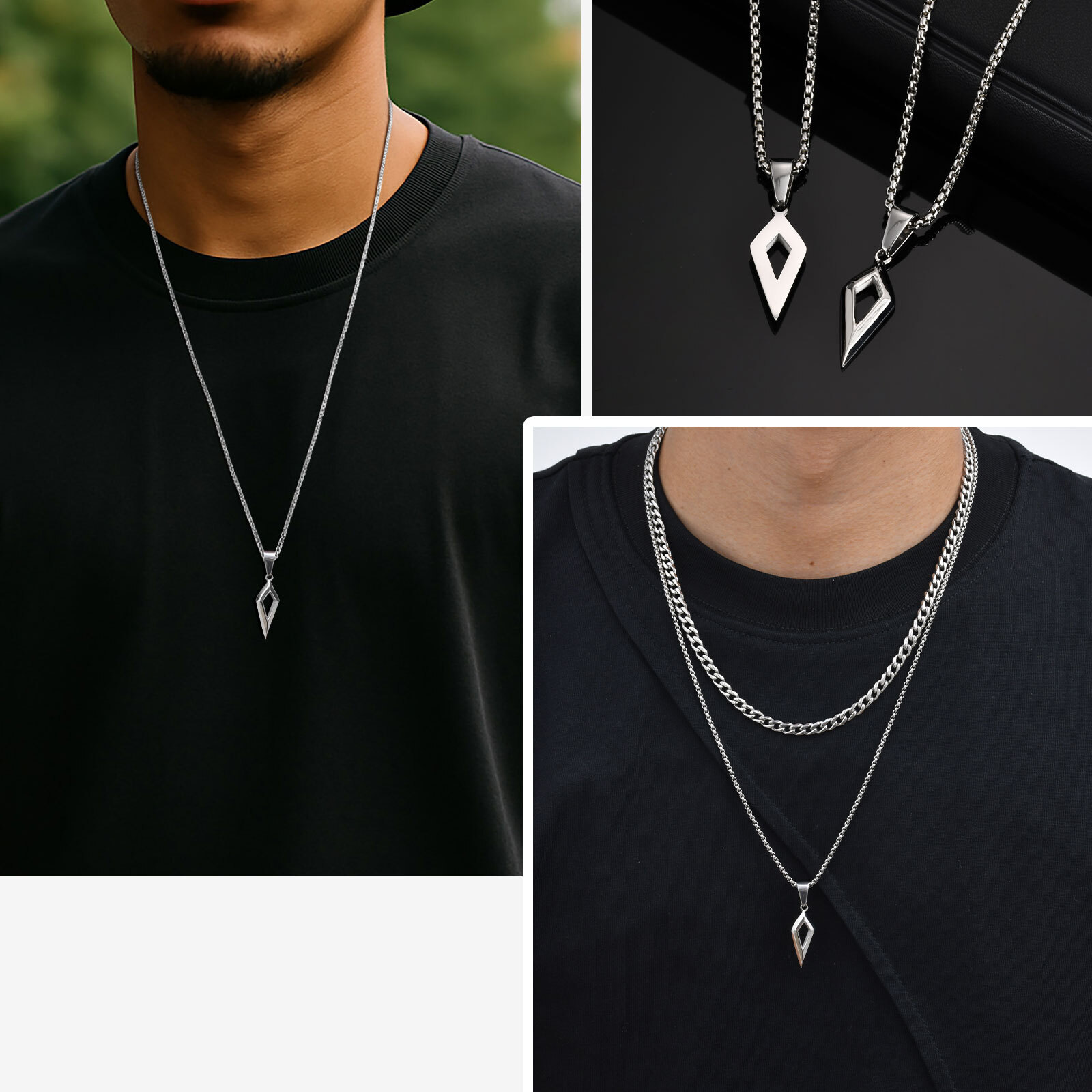 Vnox Beveled Four-pointed Star - Mens Dog Tag Necklace ulasan dan harga